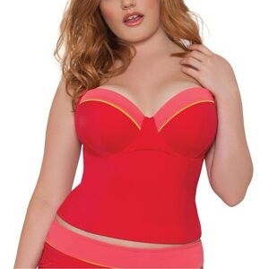 Curvy Kate Bon Voyage Padded Balcony Tankini Top Saffron Red Pink 34E